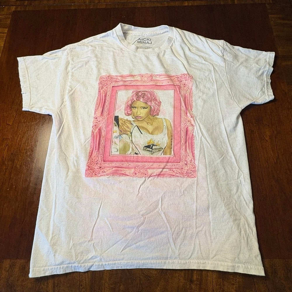 Nicki Minaj Graphic Tour T-Shirt Pink‎ Frame Double-Sided Size Large